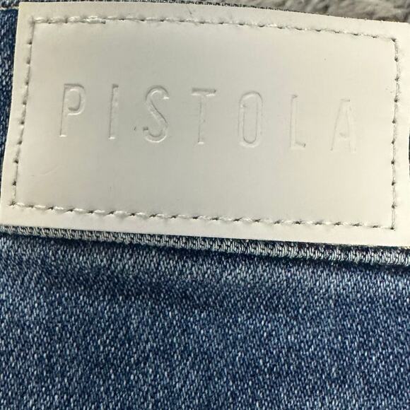 Pistola Audrey Mid-Rise Skinny Straight Leg Distressed Jeans Size 28 Dark Wash - Picture 9 of 9